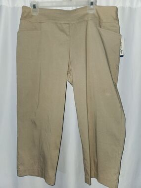 Terra & Sky Women's Tan Capris Size 0X #tummy control #versatile #stretchy
